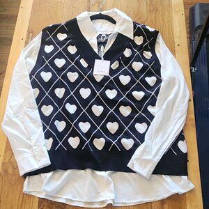 New Valentine's Checkered Heart 2Fer sweater